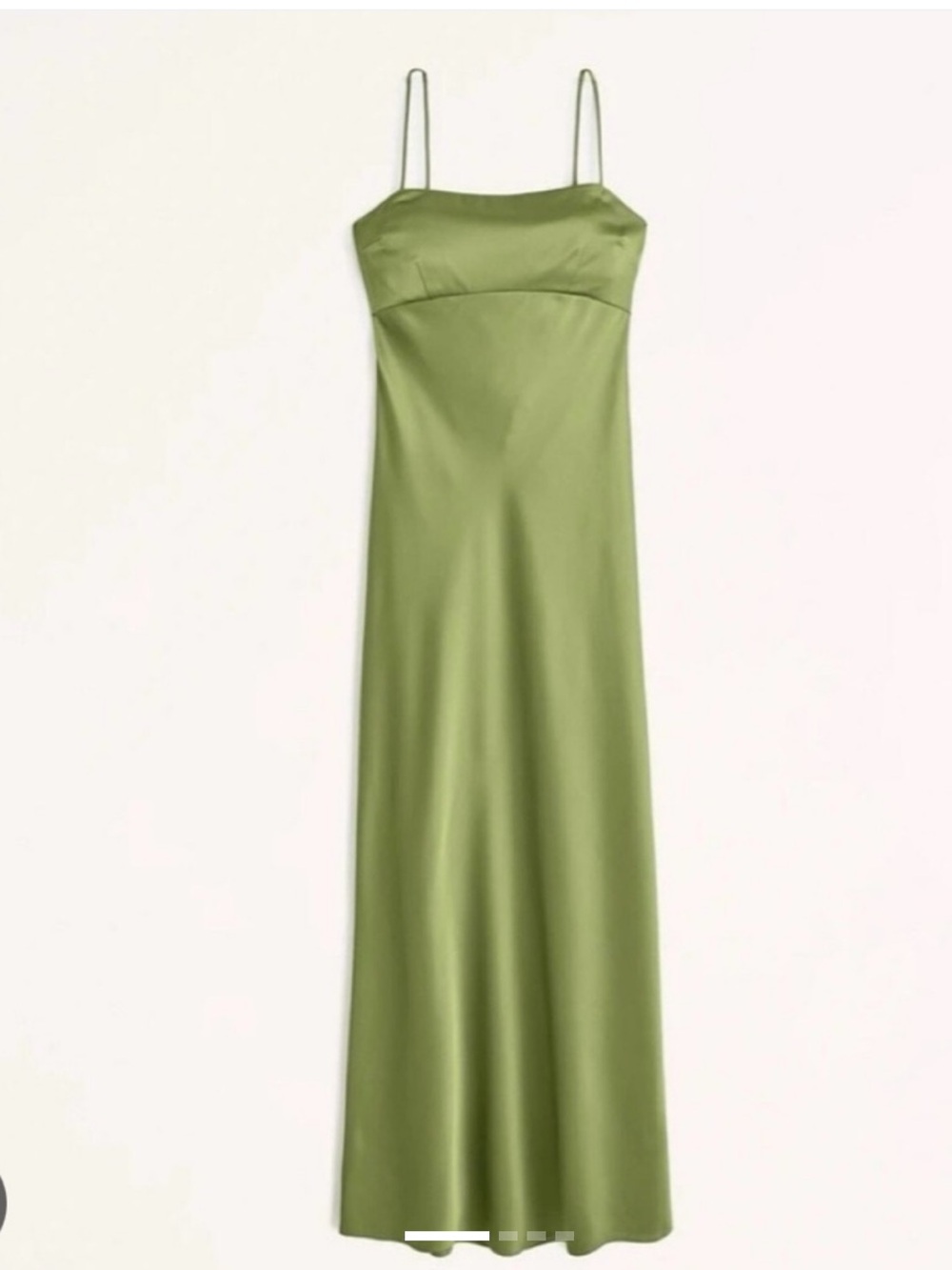 Abercrombie & Fitch Olive Satin Slip Dress with Spaghetti Straps